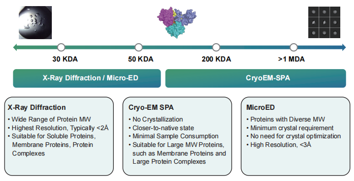 MicroED, CryoEM-SPA and X-ray diffraction
